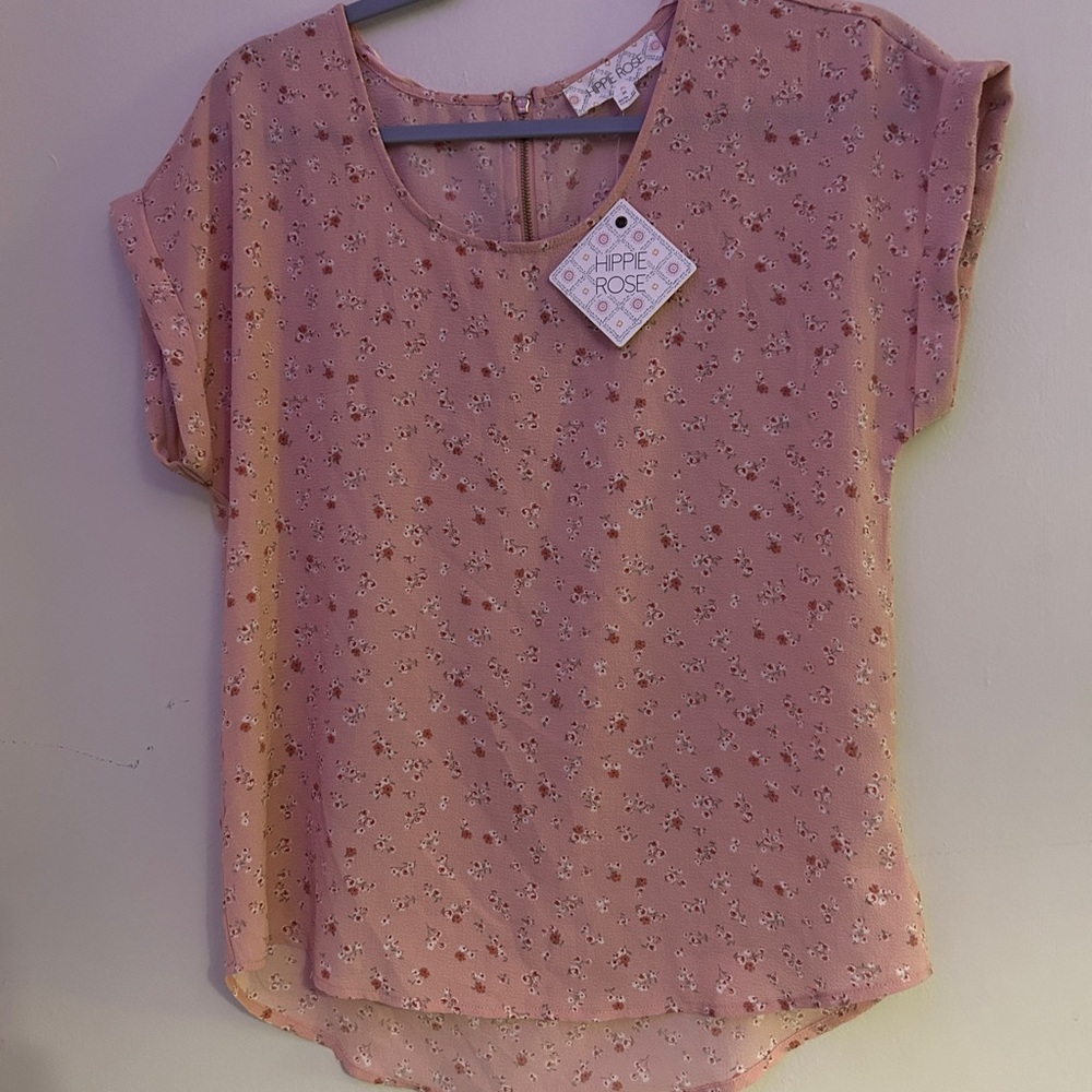 Hippie Rose Pink Short Sleeve Blouse